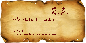 Ráduly Piroska névjegykártya